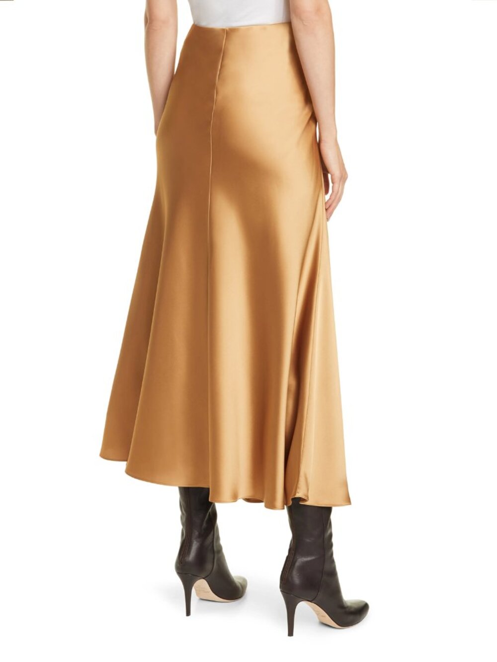 Club Monaco Bias Cut Satin Slip Skirt in Honey, Long Draped Mini Skirt, sz 4 - Picture 5 of 15